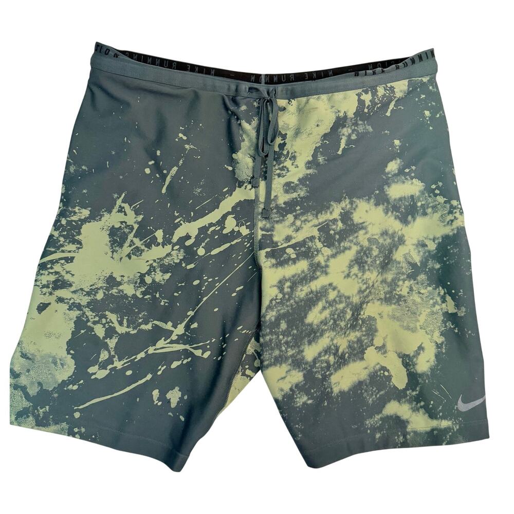 Nike Dri-FIT ADV Running Shorts Mens XXL Green Splatter Print Lined